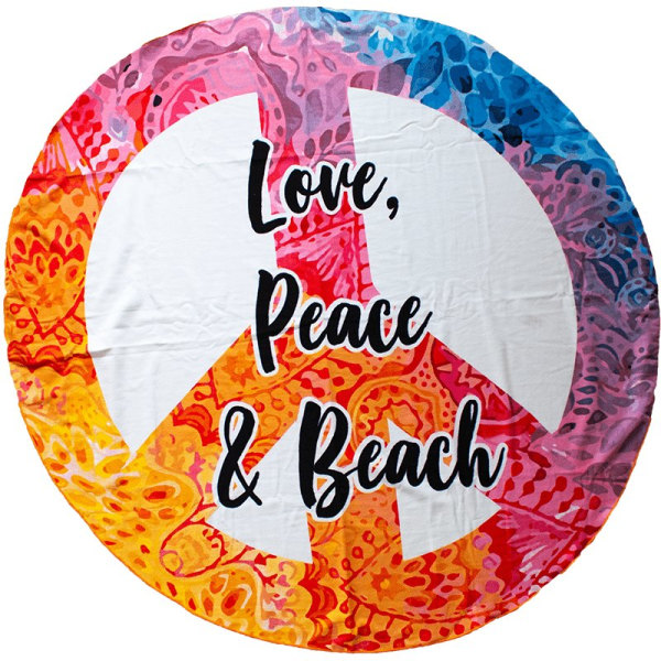 Badehåndklæde i mikrofiber, Love, Peace & Beach Multicolor