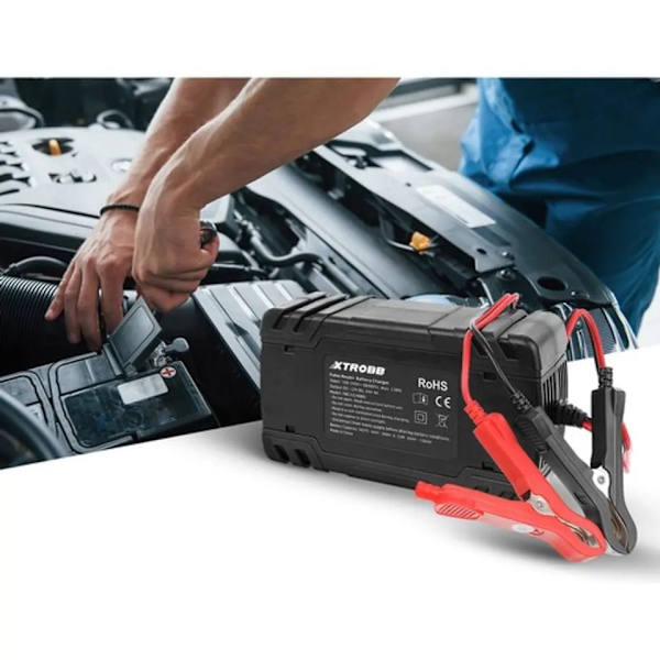 Automatisk Likriktare för 12V eller 24V Batteri Svart