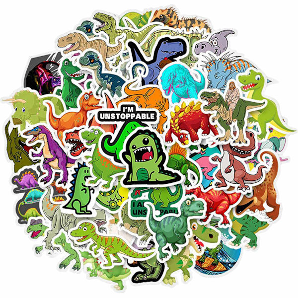 50x Tarrat ja Siirtokuvat - Dinosaurukset Multicolor