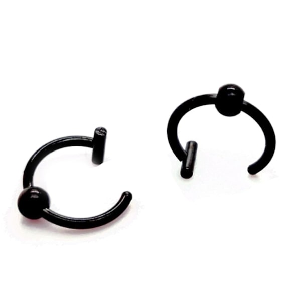 Rustfrit stål fakepiercing - 8 mm - sort Silver