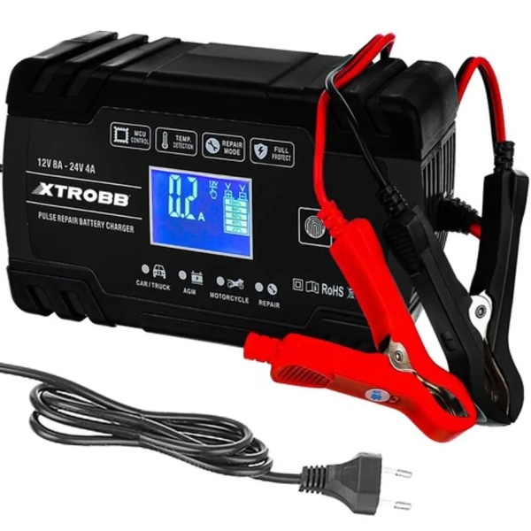Automatisk Likriktare för 12V eller 24V Batteri Svart