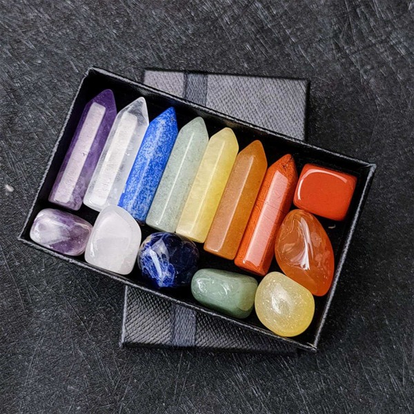 Chakra-kivien ja kristallipisteiden sarja Multicolor