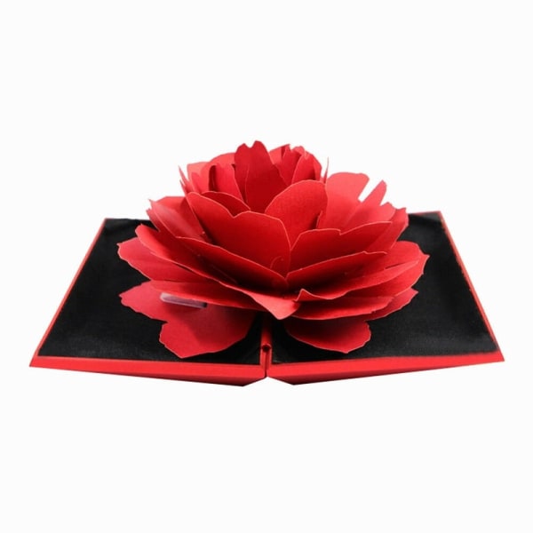 Ringæske med 3D Rose i papir - Rød Red