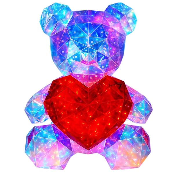 Valaiseva nallekarhu USB-LED-valolla, 40 cm, 8 tilaa