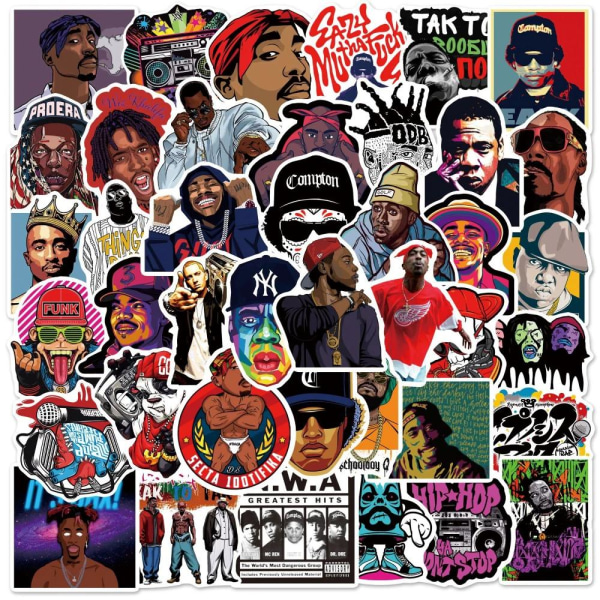 Klistermærker hiphop - 50 stk Multicolor