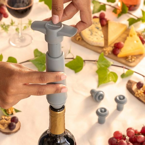 Vakuumpump för Vin med 4 Korkar grå