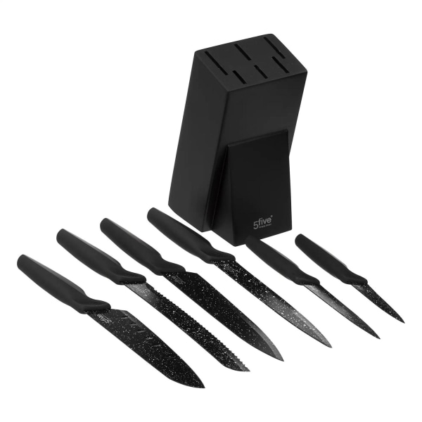 Knivställ med 6 Knivar - Set Svart
