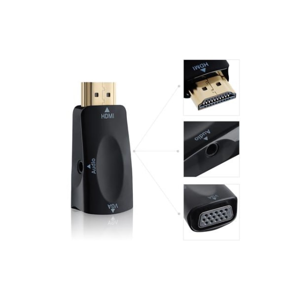 HDMI til VGA med Audio Input - Mini Black