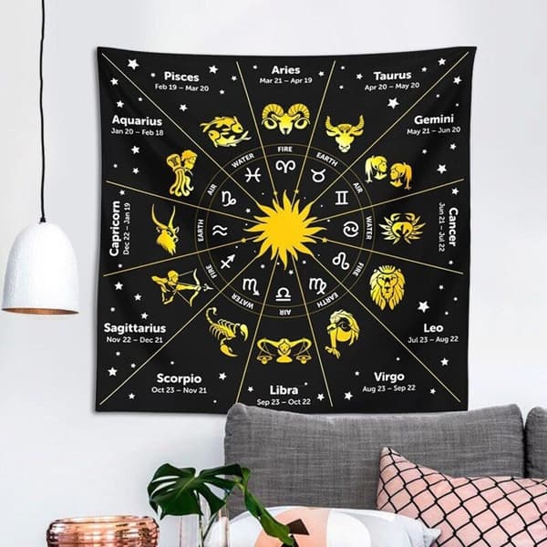 Duk för Tarotkort - Stjärntecken - 80 x 80 cm multifärg