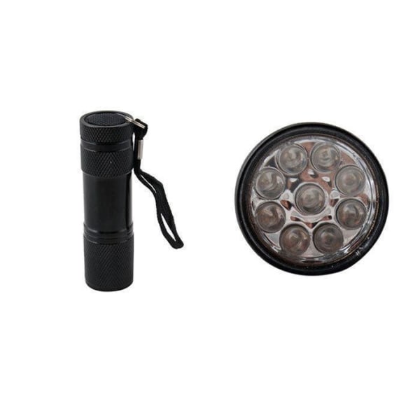 9x UV LED - Smidig & Lille UV Lommelygte Black
