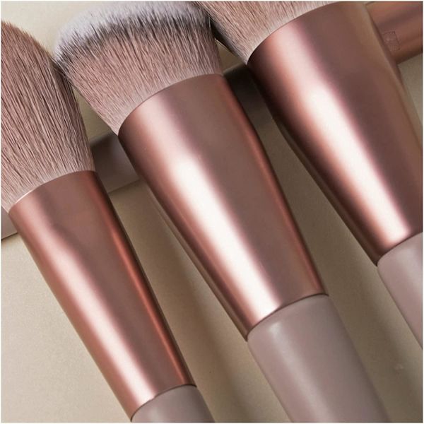 13x Make-up børster med opbevaringstaske Brown