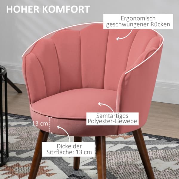 Lyserød lænestol i polyester og gummitræ