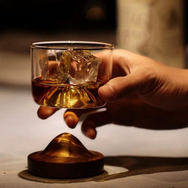 Whiskyglas med Underlag i Træ Transparent