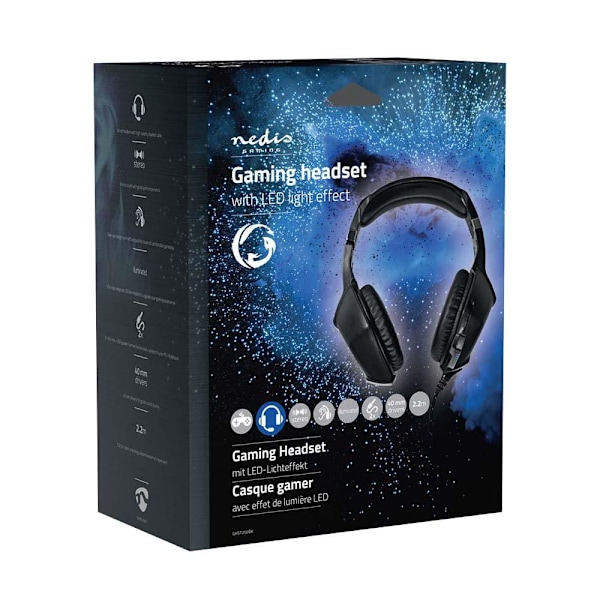 Gaming-headset, over-ear-LED-belysning Black