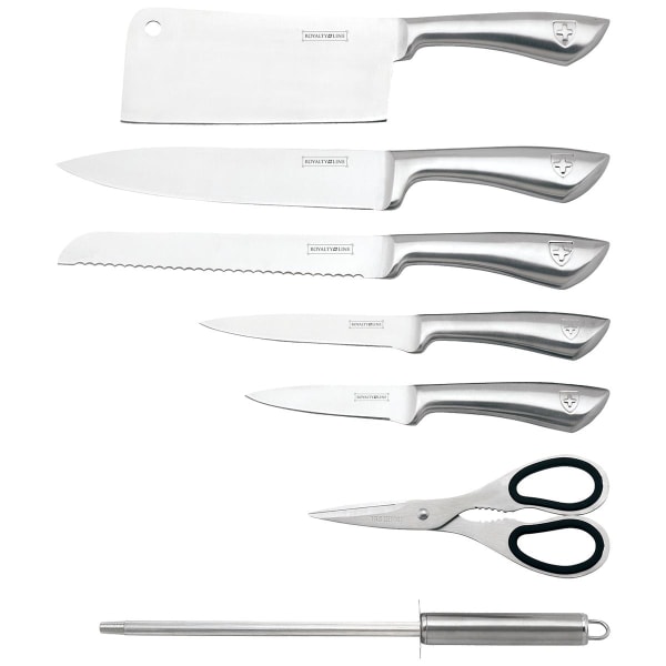 Knivsæt med Roterende Stativ - 7 Dele Silver