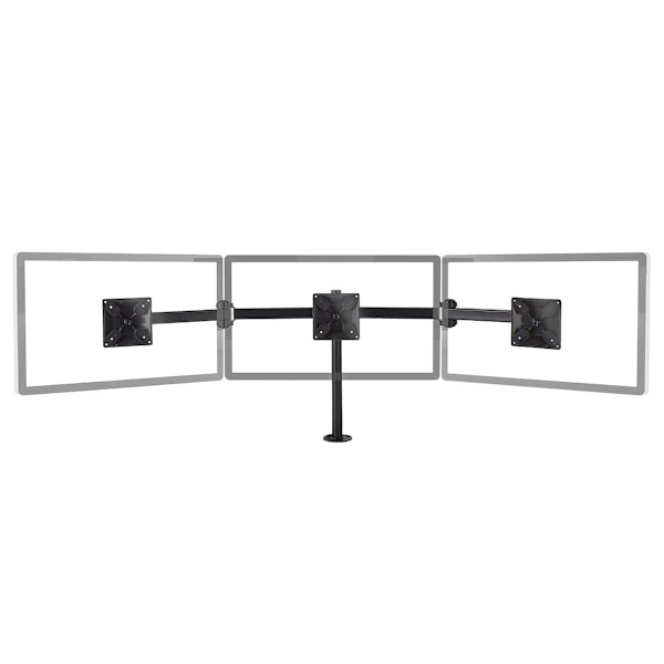 Ergonominen näyttöteline kolmelle näytölle, Nedis Black