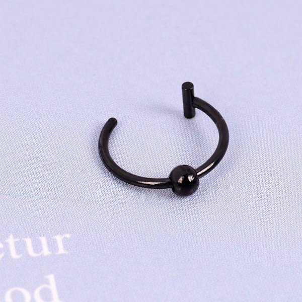 Rustfrit stål fakepiercing - 8 mm - sort Silver