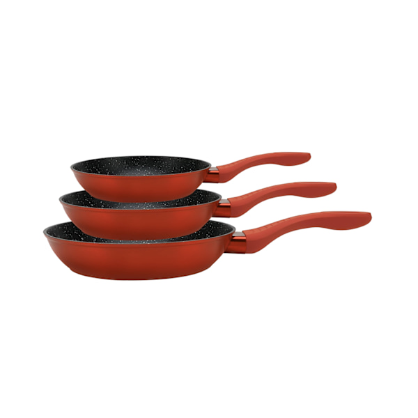 Sæt med stegepander - 3 stk - non stick - rød Red