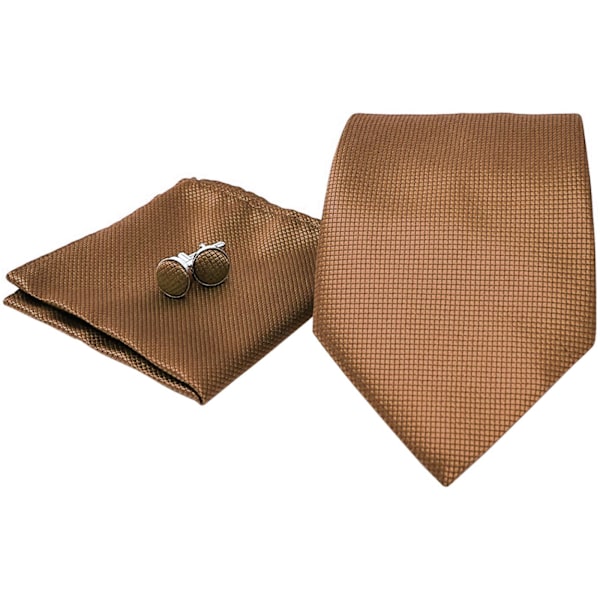 Pukutarvikkeet | Solmio + Nenäliina + Kalvosinnapit - Ruskea Multicolor one size