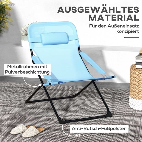 Justerbar blå mesh campingstol med pude