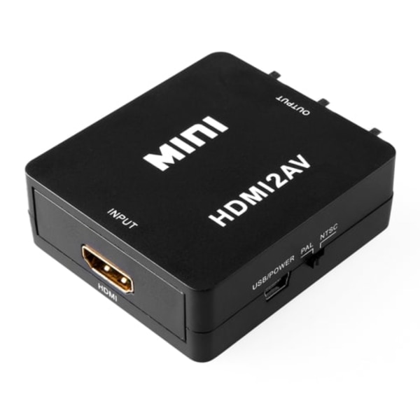 HDMI til AV Adapter - (3x RCA) NTSC / PAL Kompatibel - Sort Black