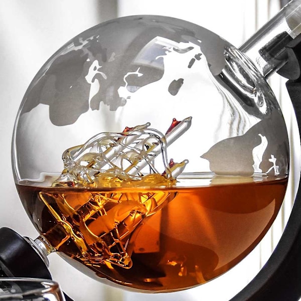 Karaffel med to Glas og Bakke - Skib i Klod Transparent