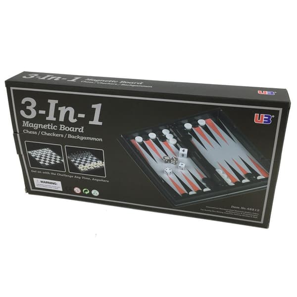 3-i-1-Spilsæt, Skak - Backgammon - Dam Multicolor