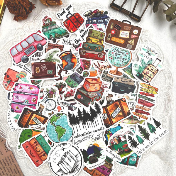 Klistermærker med rejsemotiver - 50 stk Multicolor