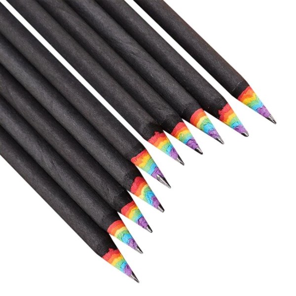 10x Blyertspennor med Regnbågsfärger - Svart Svart