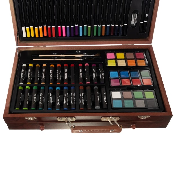 Træpose med kunstnermateriale - 128 dele Multicolor