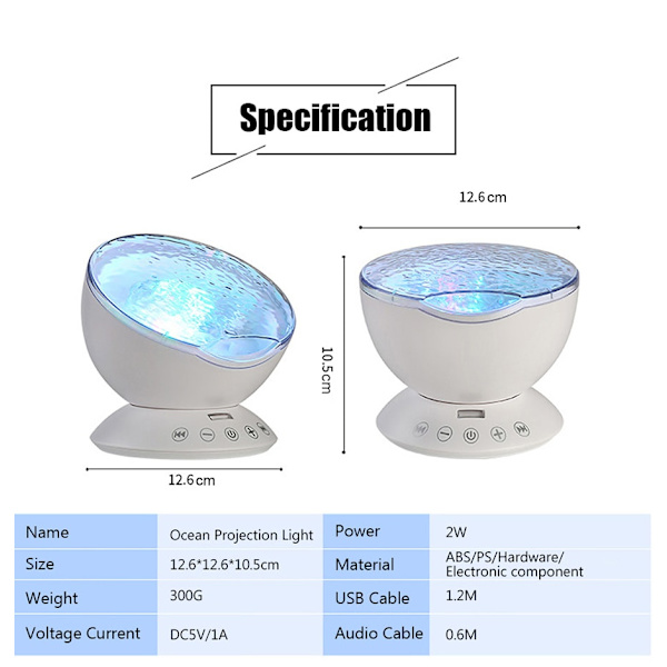 Atmosfärisk Projektorlampa Vit