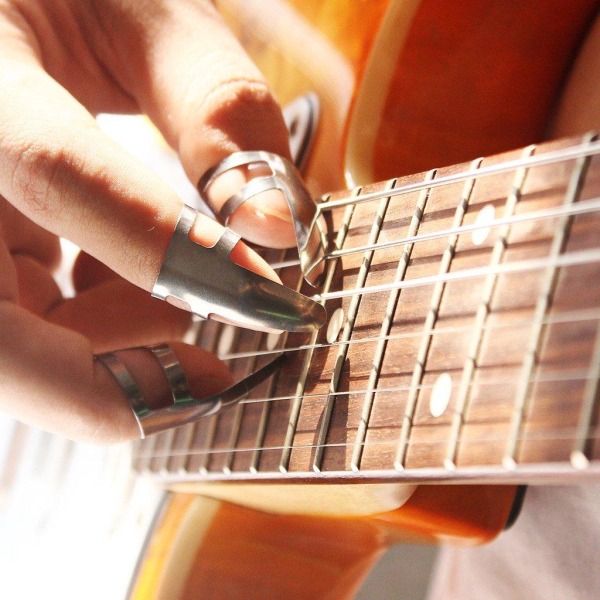3x fingerplekter til guitar - rustfrit stål Silver