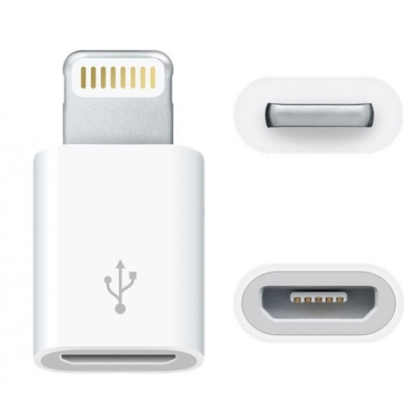 Micro-USB Lightning Sovitin - Valkoinen White