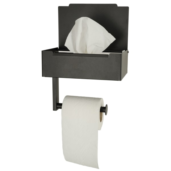 Toiletrulleholder med hylderum 3-i-1 - sort Black