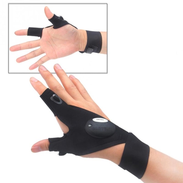 Handske med ficklampa (Höger hand) Black Höger hand