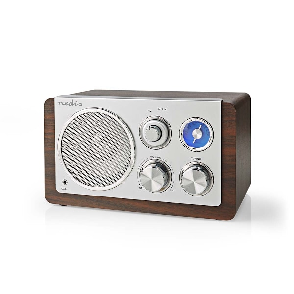 FM-radio med borddesign og strømadapter, brun Multicolor