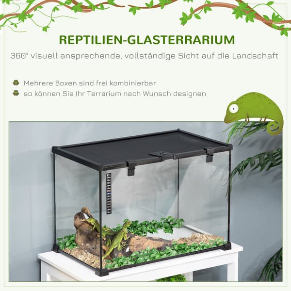 Glas Terrarium med Termometer 50x30x35 cm