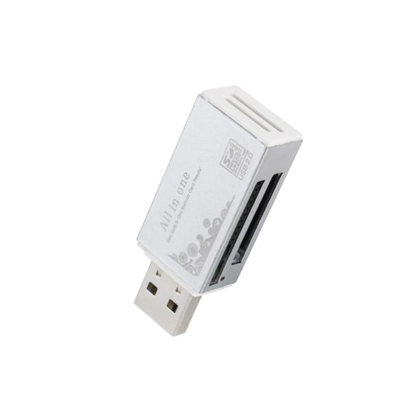 Kompakt USB Minneskortläsare | 4 i 1 Silver