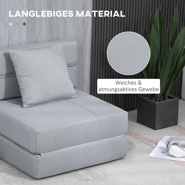 Sammenklappelig sovesofa 2-i-1, Lysegrå Relax stol