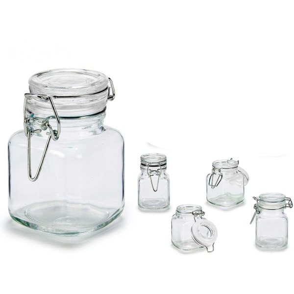 5-pak forseglede opbevaringsglas - 90 ml Transparent