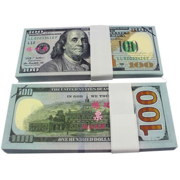 Låtsaspengar - 100 Amerikanska dollar (100 sedlar) grå