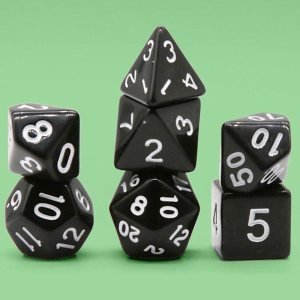 7-pack tärningar till Dungeons and Dragons (Svart) Svart