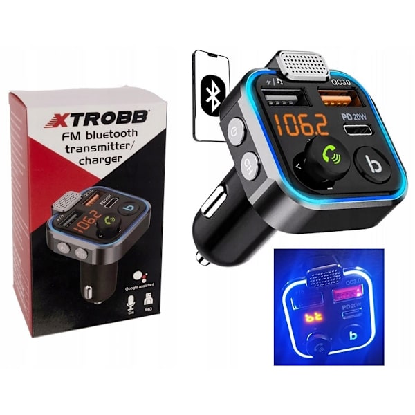 Bluetooth-sändare med Billaddare 12 V / 24 V multifärg