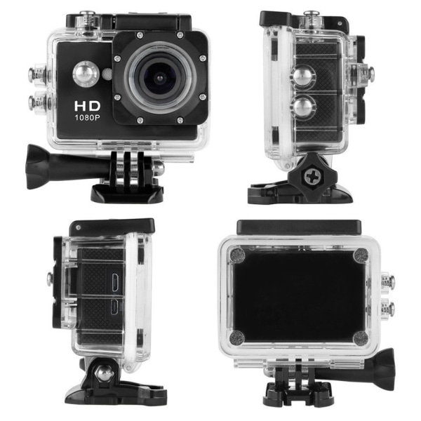 Sports Cam Full HD 1080p/720p - Med tillbehör Blå
