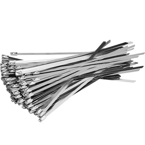 100x Kabelbinder, Rustfrit Stål - 20 cm Silver