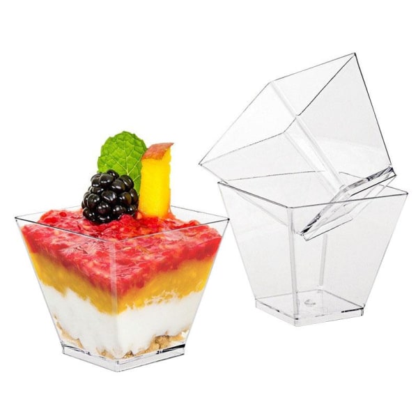 25x Dessertskåle i plast Transparent