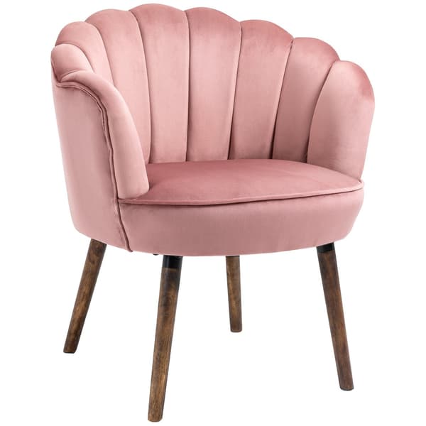Rosa Fåtölj i Polyester och Gummiträ