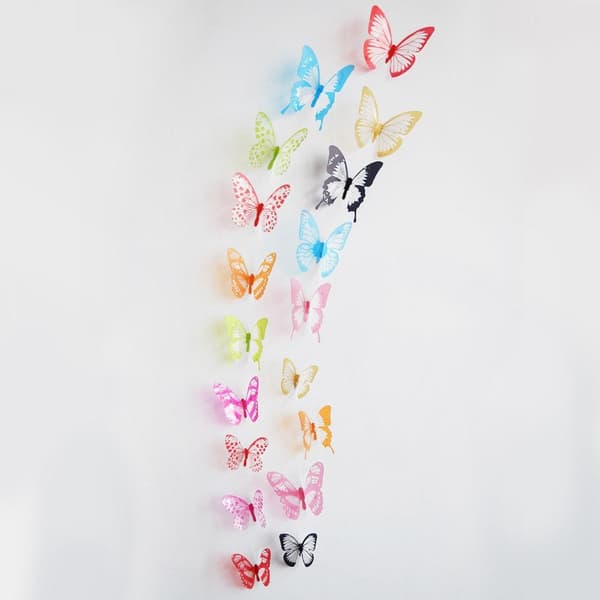 18x 3D Dekorative Sommerfugle - Flerfarvet Multicolor
