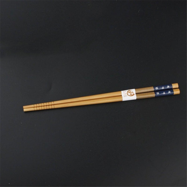 10x spisepinde i bambus - blå/hvid Black