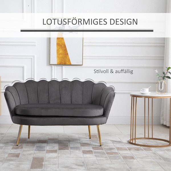 Elegant 2-personers stofsofa i fløjlspolyester